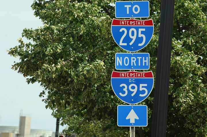 District of Columbia - Interstate 395 and Interstate 295 sign.