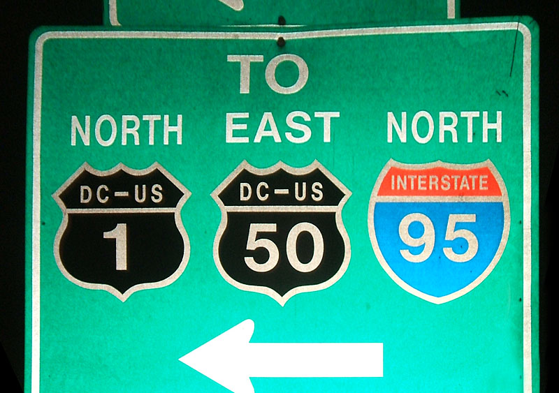 District of Columbia - Interstate 95, U.S. Highway 50, and U.S. Highway 1 sign.