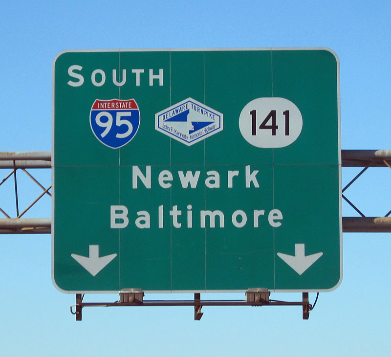 Delaware - Interstate 95,  95, and State Highway 141 sign.