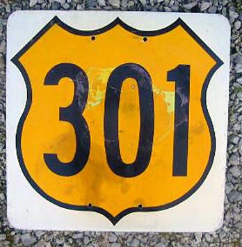 Florida U.S. Highway 301 sign.