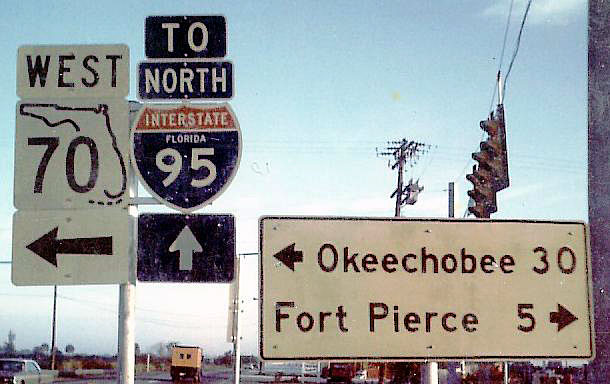 Florida - State Highway 70 and Interstate 95 sign.