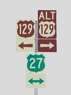 Florida - U.S. Highway 27 and U.S. Highway 129 sign.
