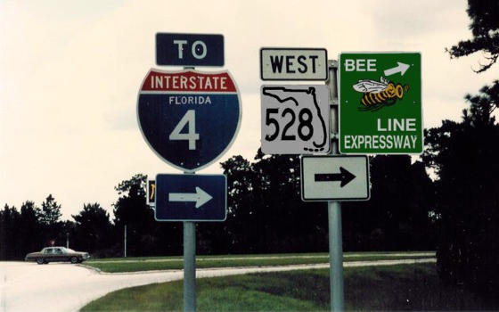 Florida - Interstate 4, Bee Line Expressway, and State Highway 528 sign.