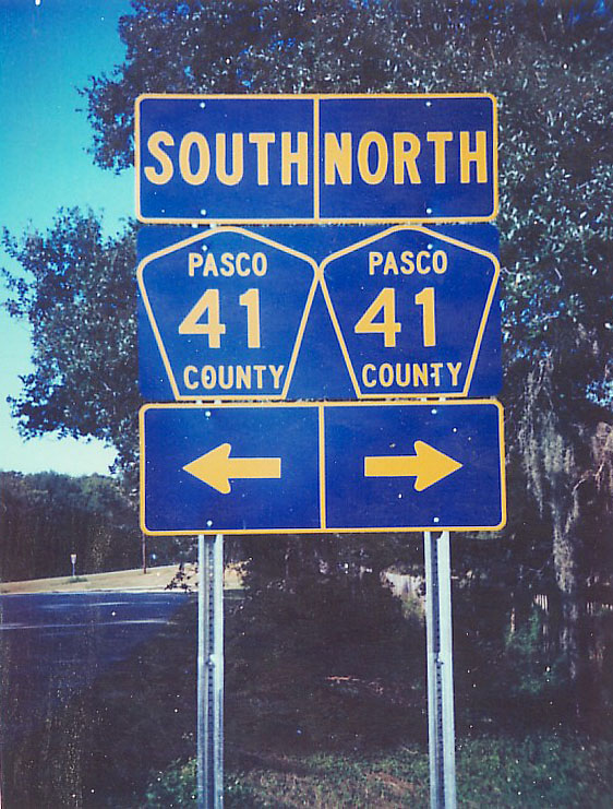 Florida Pasco County route 41 sign.