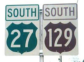 Florida - U.S. Highway 129 and U.S. Highway 27 sign.
