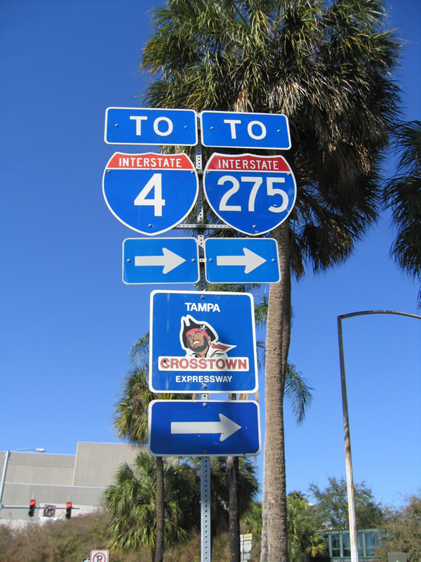Florida - Interstate 4, Tampa Crosstown Expressway, and Interstate 275 sign.