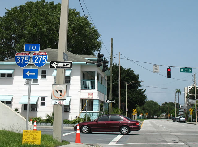 Florida Interstate 375 sign.