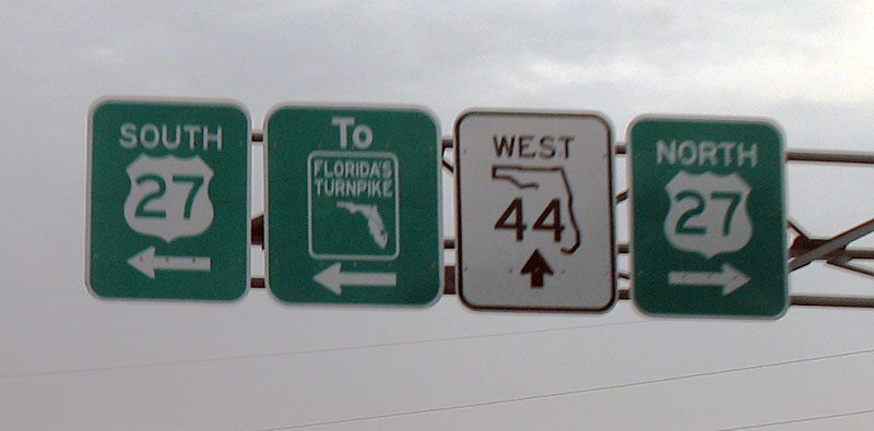 Florida - State Highway 44 and U.S. Highway 27 sign.