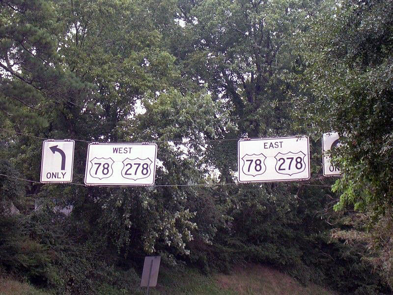 Georgia - U.S. Highway 278 and U.S. Highway 78 sign.
