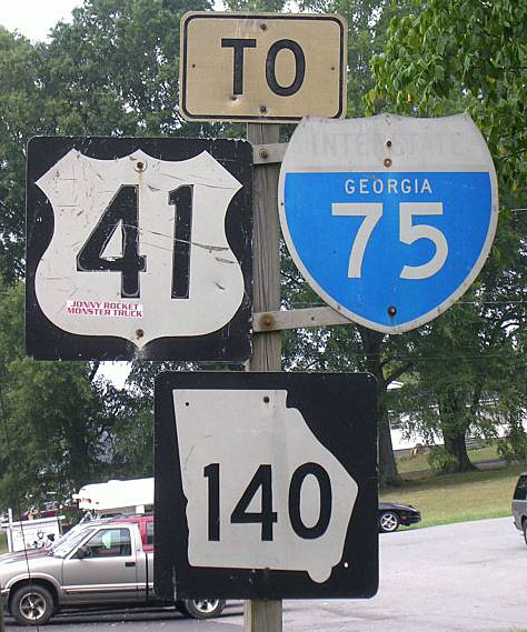 Georgia - State Highway 140, Interstate 75, and U.S. Highway 41 sign.