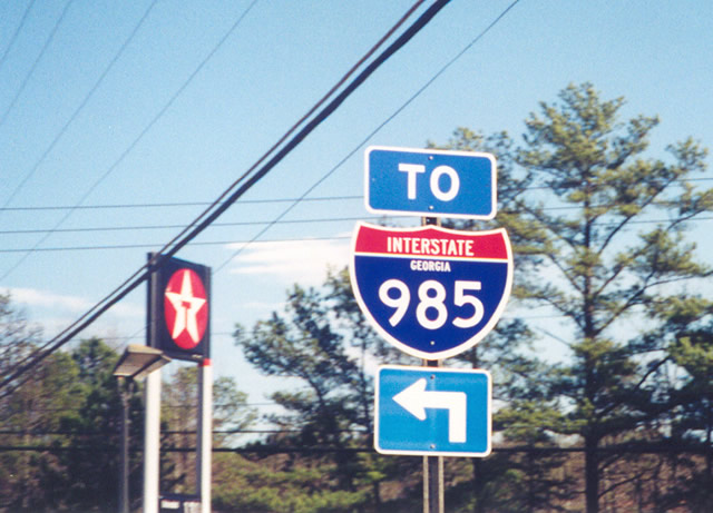 Georgia Interstate 985 sign.