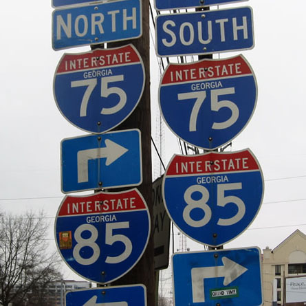 Georgia - Interstate 75 and Interstate 85 sign.