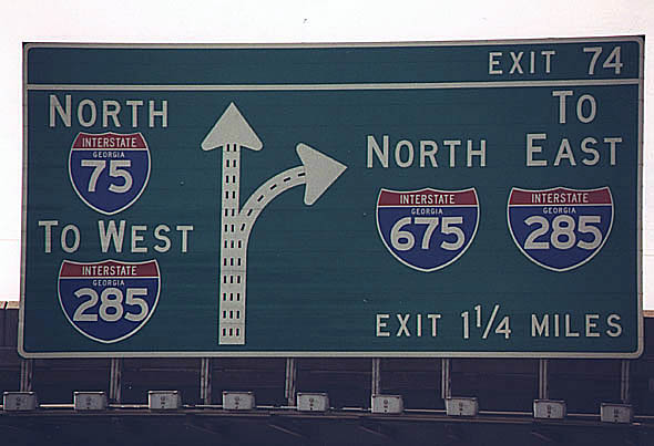 Georgia - Interstate 675, Interstate 75, and Interstate 285 sign.
