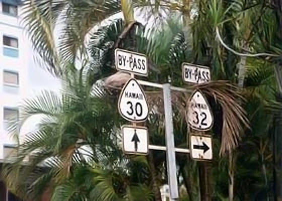Hawaii - State Highway 32 and State Highway 30 sign.