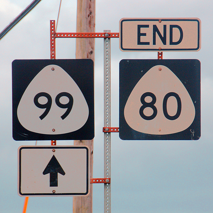 Hawaii - State Highway 99 and State Highway 80 sign.