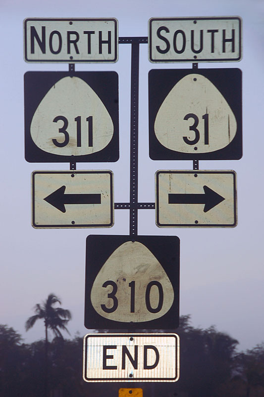 Hawaii - State Highway 310, State Highway 31, and State Highway 311 sign.