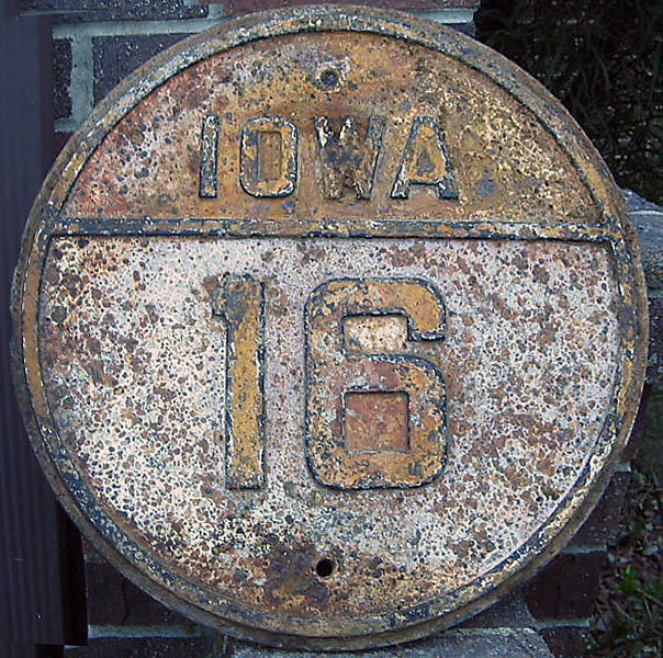 Iowa State Highway 16 sign.