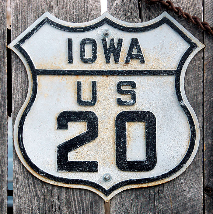 Iowa U.S. Highway 20 sign.