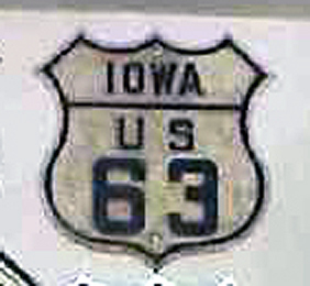 Iowa U.S. Highway 63 sign.