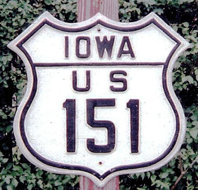 Iowa U.S. Highway 151 sign.