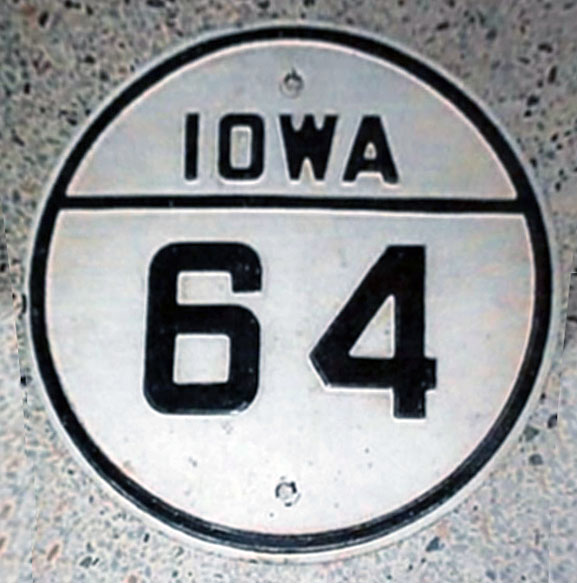 Iowa State Highway 64 sign.