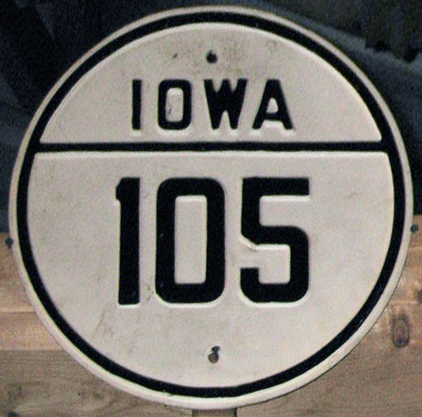 Iowa State Highway 105 sign.