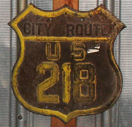 Iowa city route U. S. highway 218 sign.