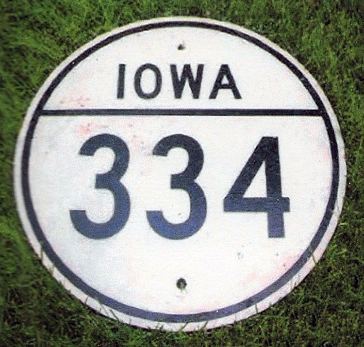 Iowa State Highway 334 sign.