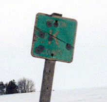 Iowa Marion County route K sign.