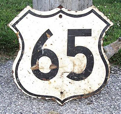Iowa - U.S. Highway 65 and U.S. Highway 20 sign.