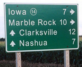 Iowa State Highway 14 sign.