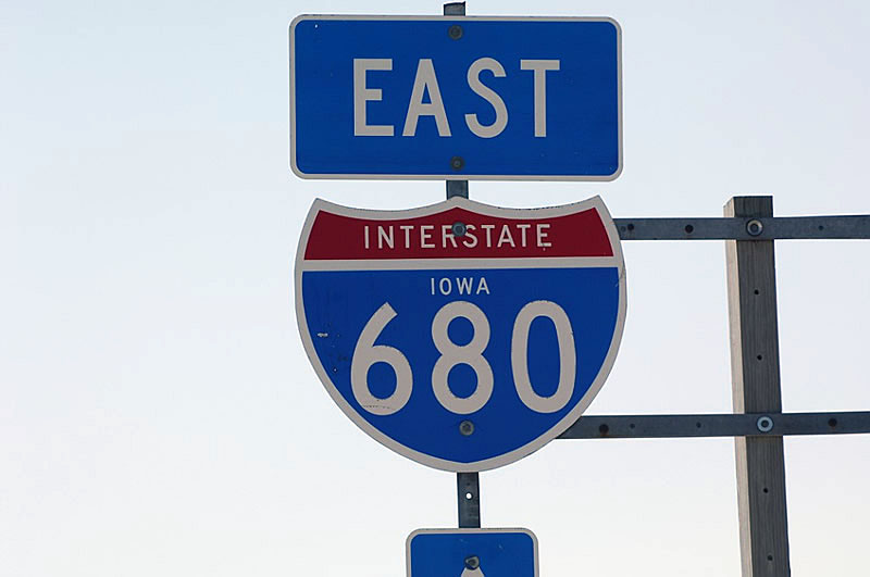 Iowa Interstate 680 sign.