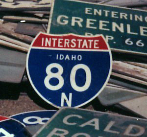 Idaho interstate highway 80N sign.