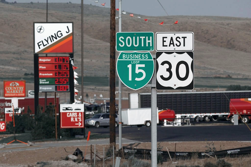 Idaho - U.S. Highway 30 and business loop 15 sign.