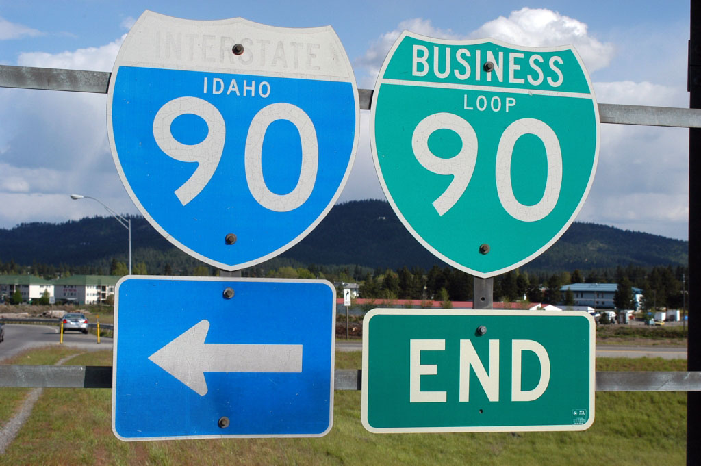 Idaho - business loop 90 and Interstate 90 sign.
