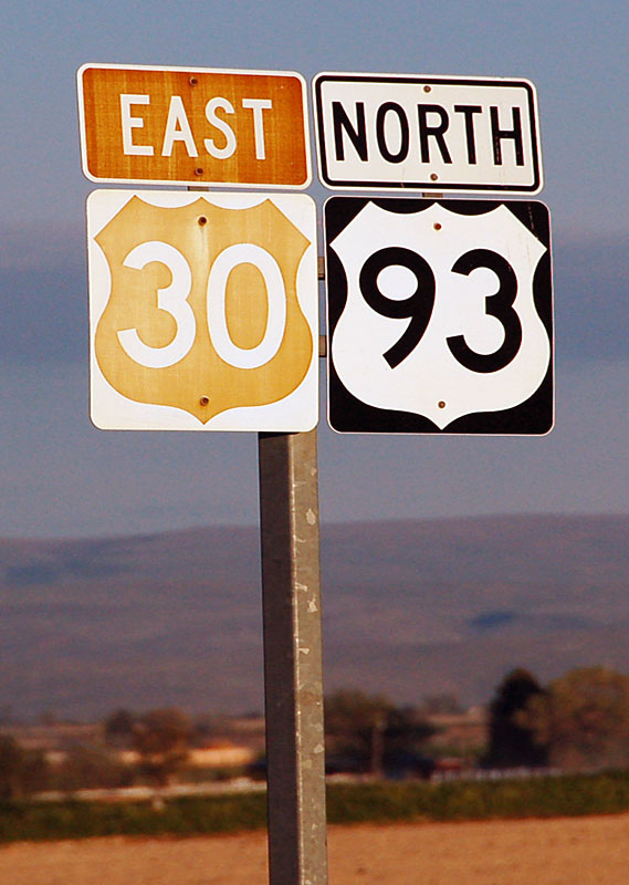 Idaho - U.S. Highway 93 and scenic U. S. highway 30 sign.