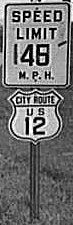 Illinois city route U. S. highway 12 sign.