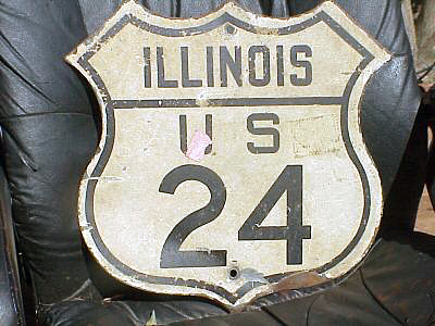 Illinois U.S. Highway 24 sign.