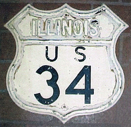 Illinois U.S. Highway 34 sign.