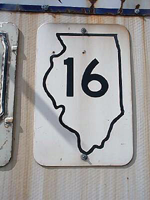 Illinois State Highway 16 sign.