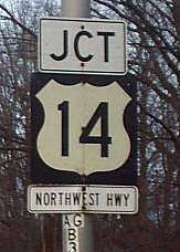 Illinois U.S. Highway 14 sign.