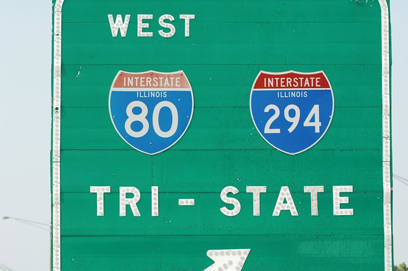 Illinois - Interstate 294 and Interstate 80 sign.