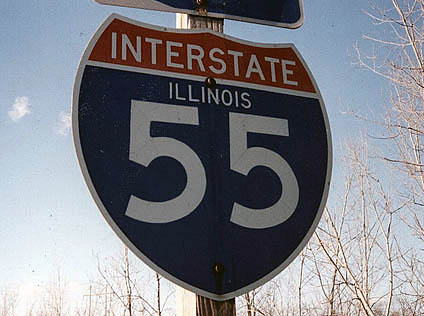 Illinois Interstate 55 sign.