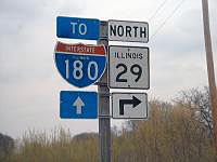 Illinois - State Highway 29 and Interstate 180 sign.