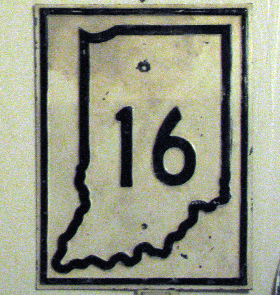 Indiana State Highway 16 sign.