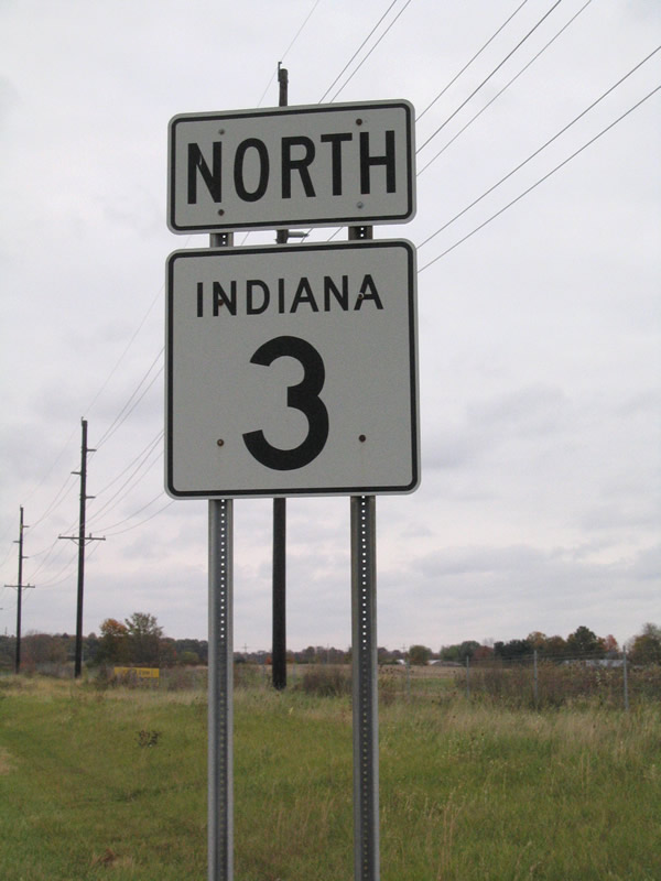 Indiana State Highway 3 sign.