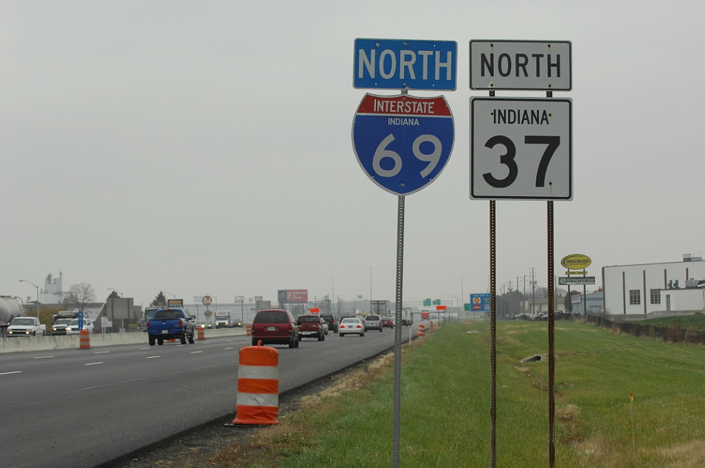 Indiana - Interstate 69 and State Highway 37 sign.