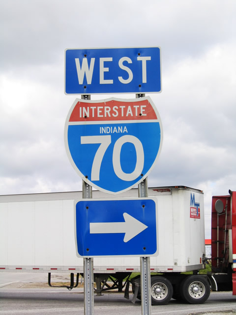 Indiana Interstate 70 sign.