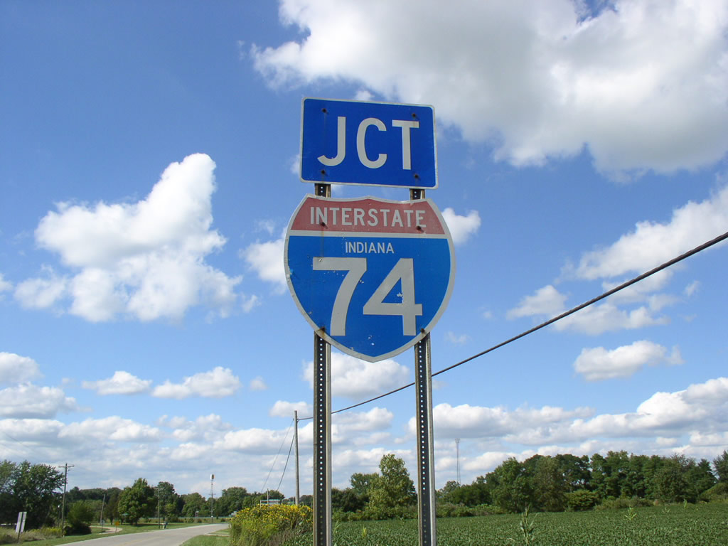 Indiana Interstate 74 sign.