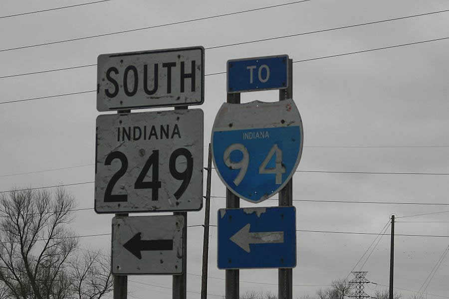 Indiana - Interstate 94 and State Highway 249 sign.